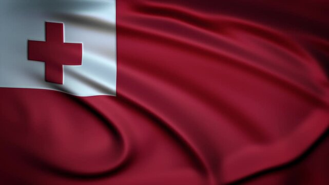 Seamless Loop Waving Silky Country Flag Tonga