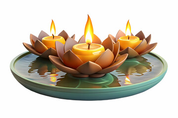 Loy Krathong Festival: Capture a Floating Krathong on Water with Glowing Elements and Stunning Reflections � Perfect for Stock Photo Needs