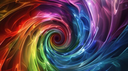 Obraz premium Abstract swirling rainbow vortex, blending vibrant colors into a dynamic spiral, rainbow, abstract, creative flow and energy