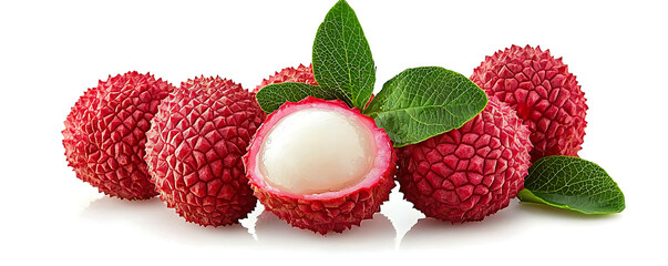 Simple Juicy Lychee fruit isolated on white background
