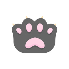 Cat's paw in cartoon style on a white background. Black cat's paw open. A simple paw symbol.
