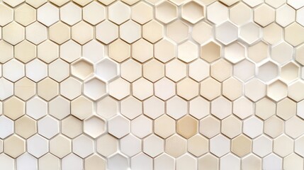 Naklejka premium A grid of small hexagons in alternating shades of beige and cream, forming a simple yet elegant tile pattern.