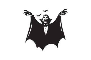 Halloween devil Dracula vampire vector silhouette isolated in white background