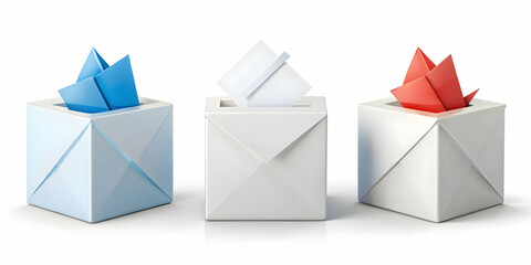 Ballot Origami Transformations: Vector Sequence of Folding Ballot Paper into Democratic Shapes - Isolated on White Background for Concept Labels