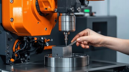 Close-up of a precision machining process with robotic automation, showcasing advanced technology in metal fabrication.