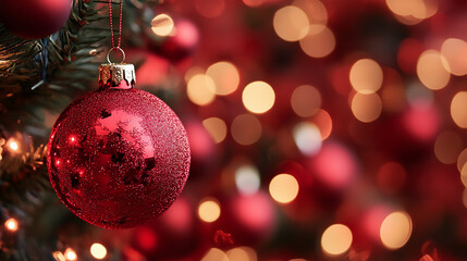 Holiday Vibes Red Background and Christmas Accents. Generative AI