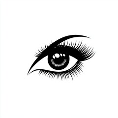 Minimalist Black and White Eye Illustration with Eyelashes