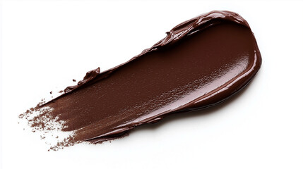 a single, elegant swatch of chocolate brown lipstick on white background, with soft color gradients and subtle sheen to highlight the texture and glossiness of lip makeup