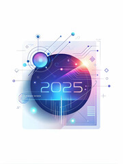 Obraz premium Seamless Flat Futuristic Tech Calendar Background with Digital Motifs for 2025: Innovative Vector Design for Modern Business Themes