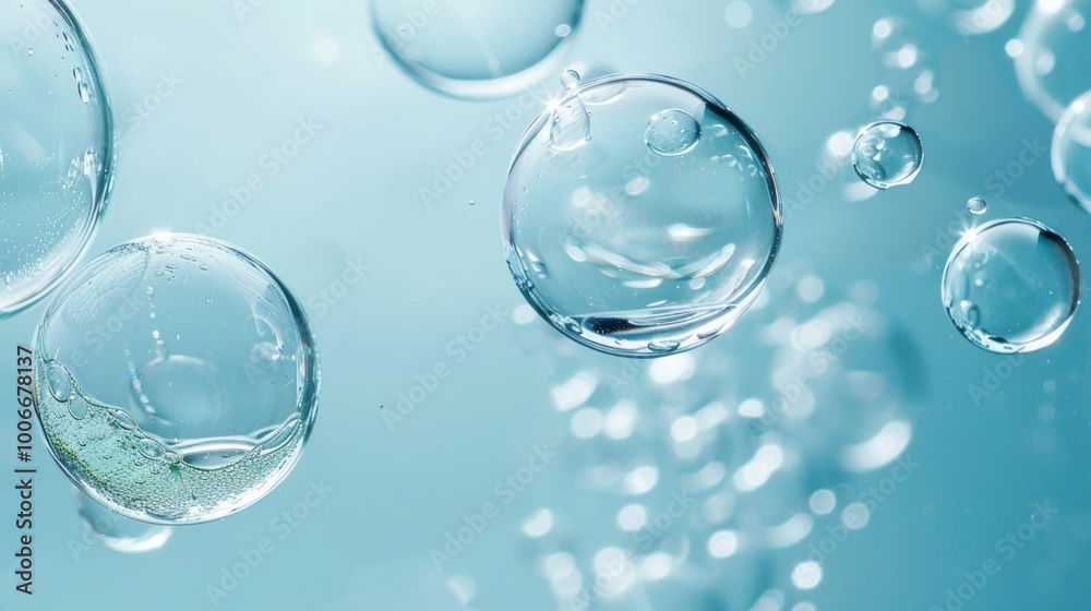 Poster a blue background with a series of bubbles in the foreground