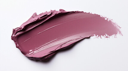 Fototapeta premium a single, elegant swatch of dusty mauve lipstick on white background, with soft color gradients and subtle sheen to highlight the texture and glossiness of lip makeup