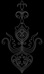 Fototapeta premium Abstract white lines, vintage graphic element Baroque pattern