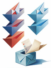 Vector Sequence of Ballot Origami Transformations: Creative Folding of Ballot Paper into Democratic Shapes on White Background for Conceptual Illustrations