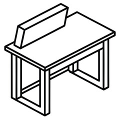 3D Line Art Wooden Desk Graphic.