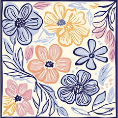 Hand-drawn 2D Doodle Tile and Carpet Patterns with White Borders &ndash; Geometric, Floral, and Abstract Designs