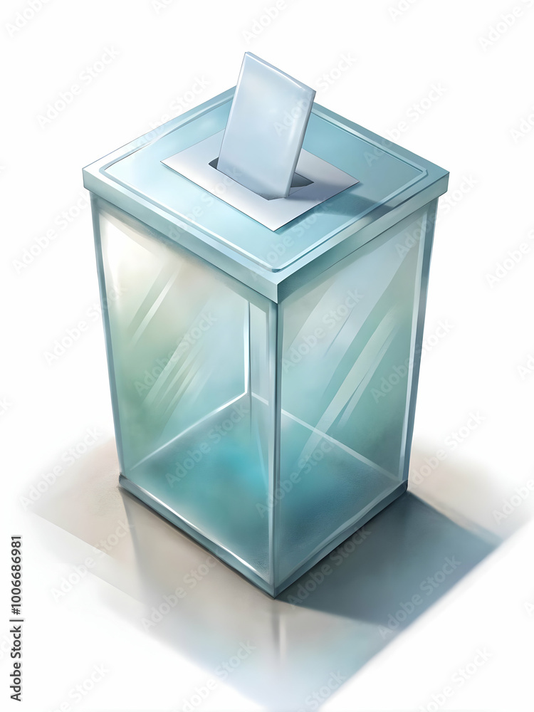 Sticker Transparent Ballot Box on Soft Focus Plain Background - Emphasizing Election Integrity and Transparency in Photo Stock Concept