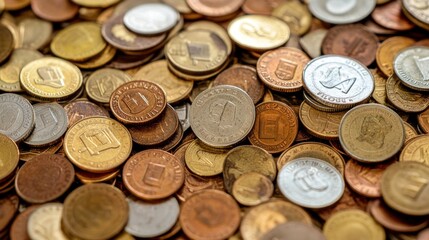 Closeup of a Pile of Coins