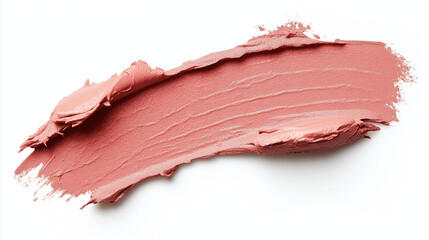a single, elegant swatch of soft coral lipstick on white background, with soft color gradients and subtle sheen to highlight the texture and glossiness of lip makeup