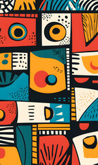 Hand-drawn 2D Doodle Tile and Carpet Patterns with White Borders – Geometric, Floral, and Abstract Designs