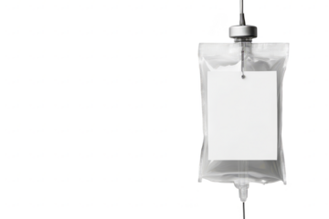 Medical IV drip with copy space on transparent background