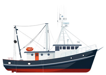 Obraz premium PNG Modern fishing boat illustration