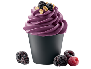 Delicious Black Raspberry Frozen Yogurt with Toppings