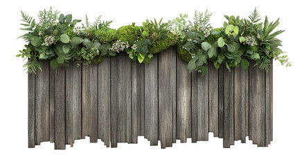 Rustic Wood Fence with Greenery and White Flowers