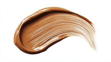 a smooth swatch of beige liquid foundation on a white background, with a silky texture and subtle sheen