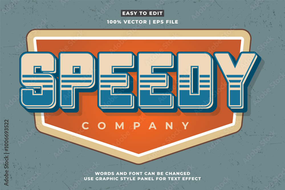 Poster Vintage text effect template with 3d style editable font effect. Retro text effect vector style