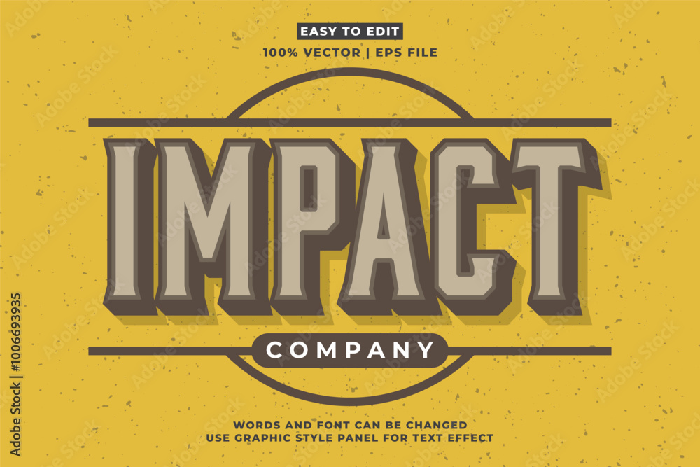 Poster Vintage text effect template with 3d style editable font effect. Retro text effect vector style