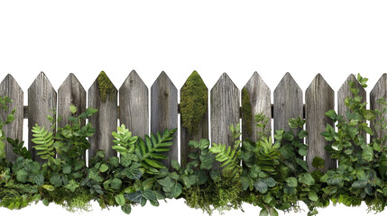 Wooden Fence With Green Ivy and Moss