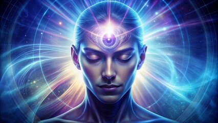 Serene face with glowing third eye manifesting inner strength