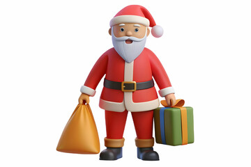 Flat Santa Seamless Background Eco-Friendly Gift Bags - Colorful Cartoon Design for Promotional Text - Perfect for Sustainable Holiday Marketing