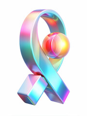 3D Holographic Awareness Poster Design for World AIDS Day with Copy Space - Symbolizing Awareness and Support on a White Background