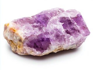 A piece of amethyst on a white background