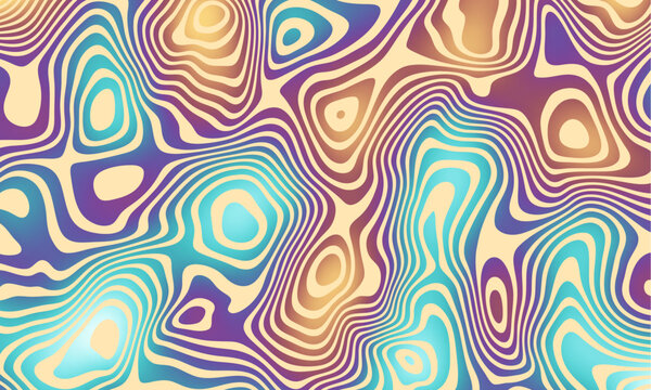 Abstract retro 70s background vector. Colorful vintage 1970 stylish wallpaper with swirl psychedelic shapes. Illustration design suitable for poster, banner