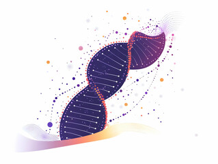 Flat Abstract DNA Strand with Bokeh Lights: Symbolizing Growth & Innovation in Business - Creative Vector Illustration for Tech & Biotech Ads