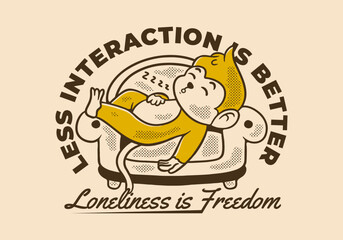 Less interaction is better. Character design of monkey sleep on the sofa