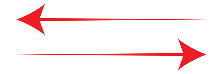 Long arrows icon set. Vector set of trendy long arrows left and right in flat style. Straight long right vector arrow icon. Icons isolated. Vector illustration. Eps 