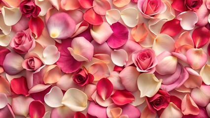 Obraz premium Colorful rose petals background in pink and cream tones 