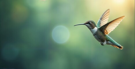 Naklejka premium Hummingbird bird. Close-up, instead of for text