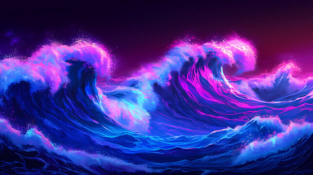 Neon tidal waves background. Tidal Wave. Illustration
