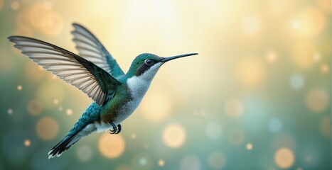 Fototapeta premium Hummingbird bird. Close-up, instead of for text