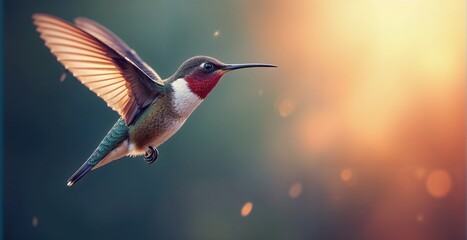 Fototapeta premium Hummingbird bird. Close-up, instead of for text
