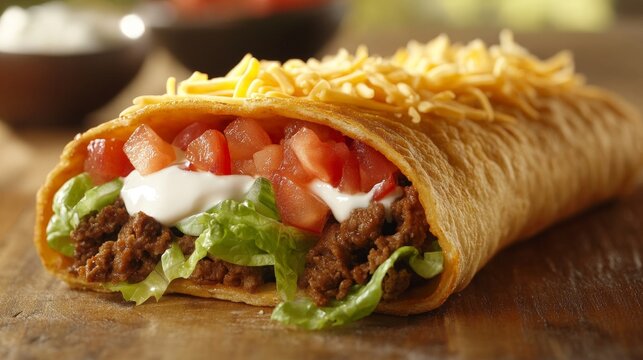 Delicious Deep Fried Chalupa with Fresh Toppings