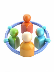 Obraz premium 3D Cartoon Support Group Concept: Seamless Background of Diverse Cartoon Style Support Circles, Iconic Representation of Community Support