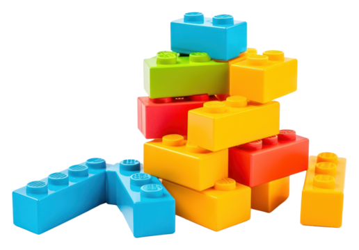 PNG Plastic building blocks toy white background construction.