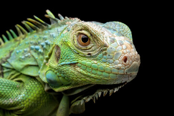 green iguana on a branch