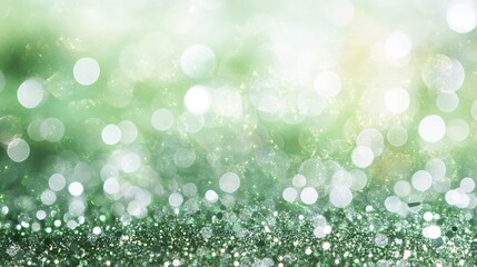 Obraz premium Soft Green Flower Bokeh Background with Sparkling Lights