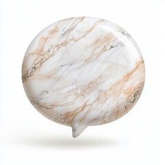 Obraz premium Marble speech bubble, showcasing elegant beige and white tones, isolated on a white background.
